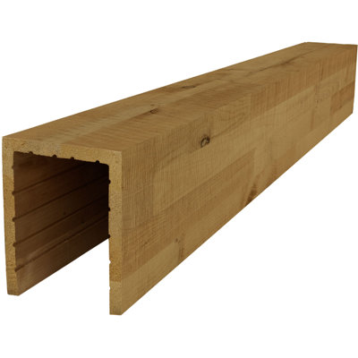 AmeriCraft Wood Resawn Beam, 3-Sided (U-Beam), 3 1/2"W x 3 1/2"H x 120"L, Early American Finish, Stain Grade Knotty Alder