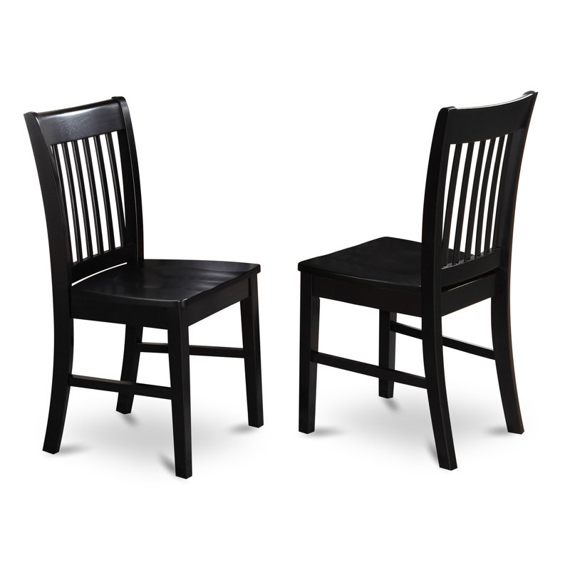 Ensemble de 2 chaises de salle à manger à dossier en lattes de bois Norfolk, noir, Noir
