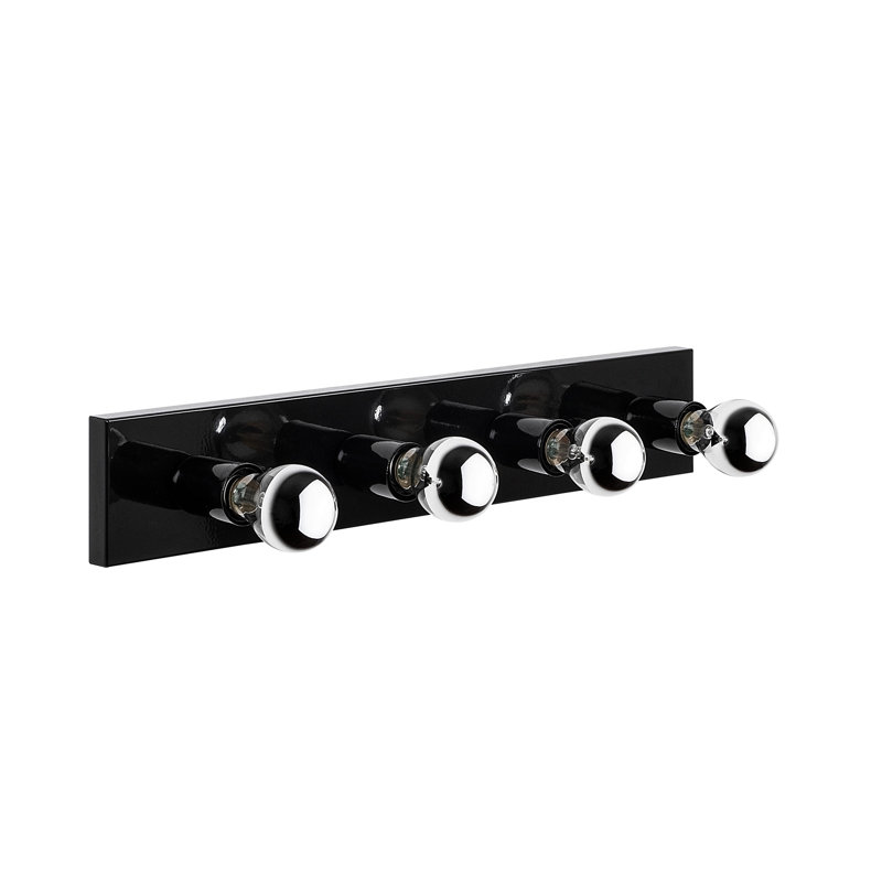 Industrial Black Wall Lamp, Metal Body, 3.9 x 3.9 x 23.6 in | Base Plate: 23.6 x 3.9 in, Height: 0.8 in | 4 x E27 Socket, Max 40W | Elegant Solid Color Design, Perfect for Home & Office Lighting