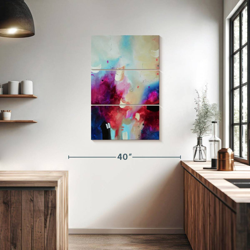 Avery fuchsia et bleu I, H 38 po x l 24 po