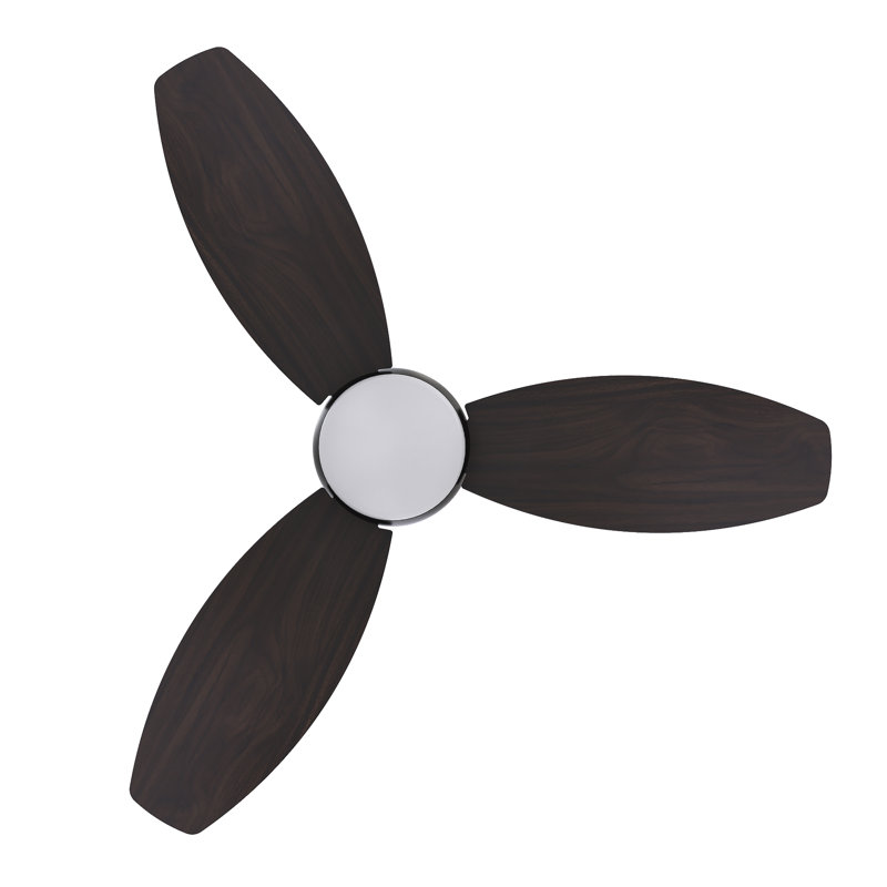 48'' Ceiling Fan with LED Lights, Black with Walnut Blades