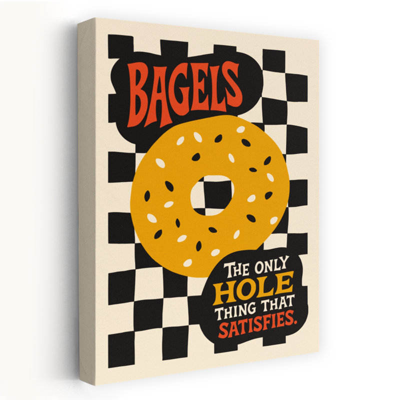 «Retro Bagel Quote Playful Retro», reproduction d'art murale, H 36 po x l 24 po