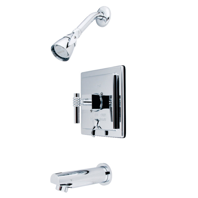 Kingston Brass Milano Single-Handle Pressure Balanced Tub and Shower Faucet, Polished Chrome