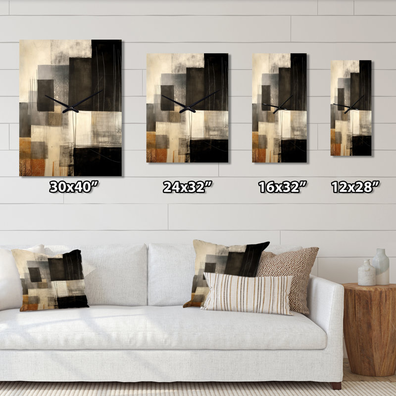 Jalayshia - Horloge murale abstraite Mid-Century, H 32 po x l 24 po x P 1 po