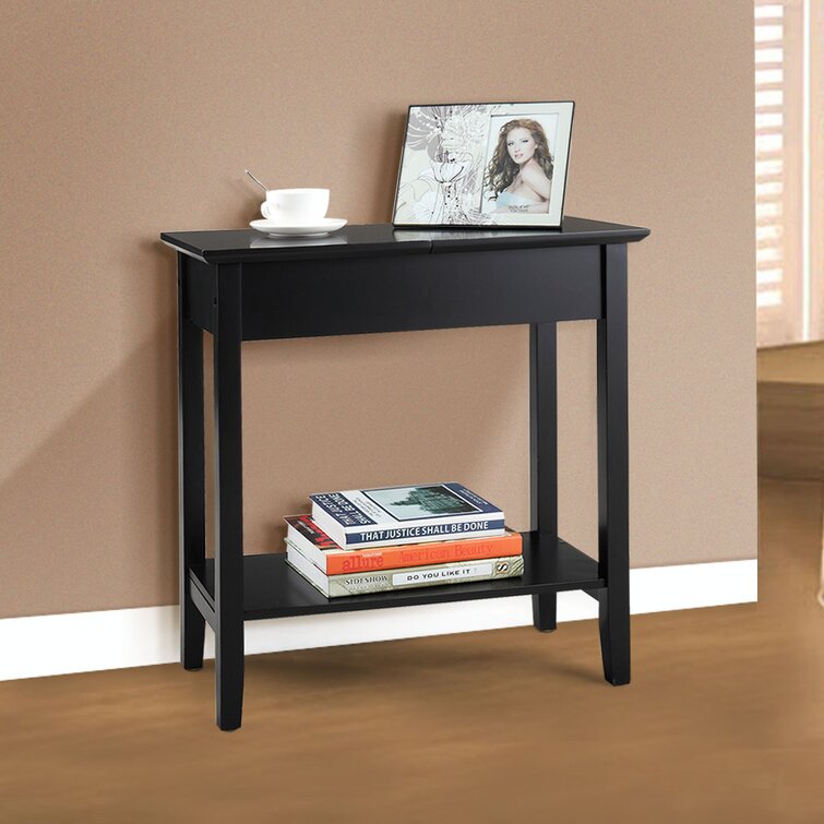 Ilithia 23.6 Tall End Table with Storage, Flip Top Narrow Side Table, Skinny Nightstand Sofa Table Winston Porter Color: Black