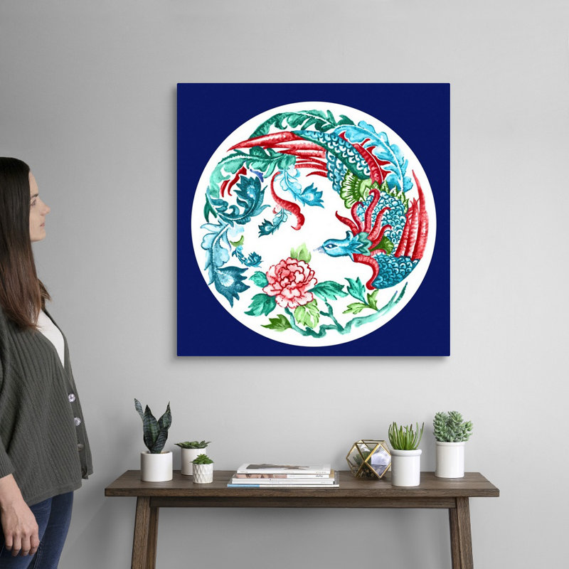 «Peacock in the Garden» par Eva Watts - reproduction d'art, H 30 po x l 30 po x P 1,25 po, Toile tendue