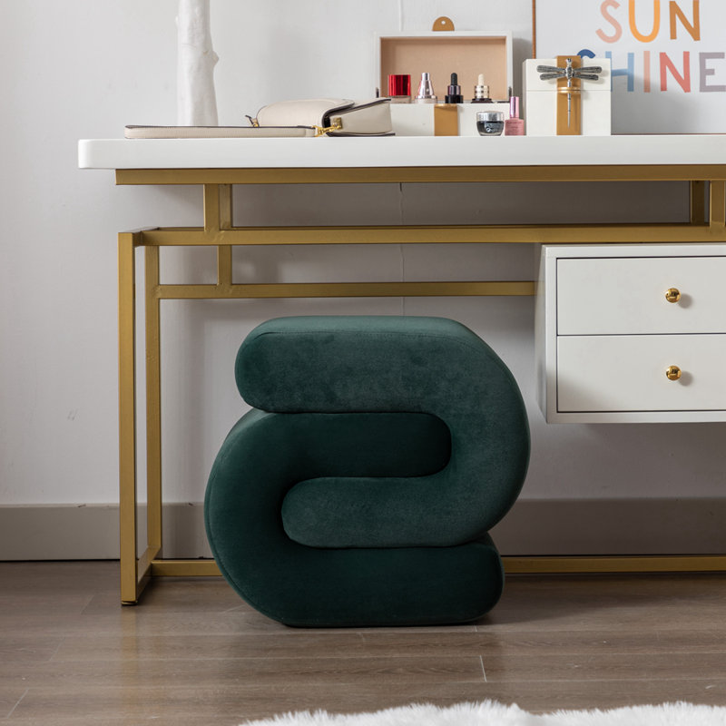 Repose-pieds en tissu avec tabouret de maquillage, Velours vert foncé