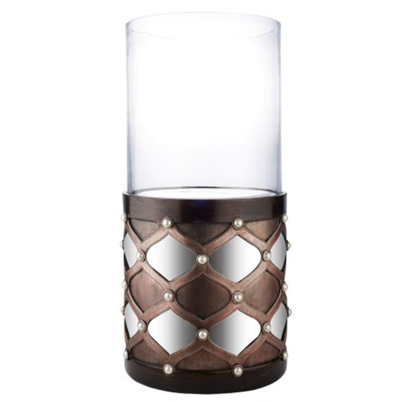Tall Candleholder with Hurricane Glass, 22" H x 11.25" W x 11.25" D