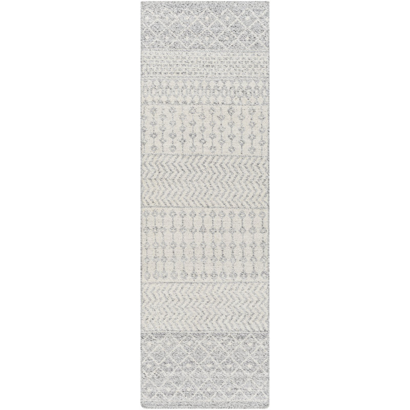 Tapis intérieur / extérieur gris / beige tissé à plat à la main Colwich, Tapis de couloir 2 pi 6 po x 8 pi