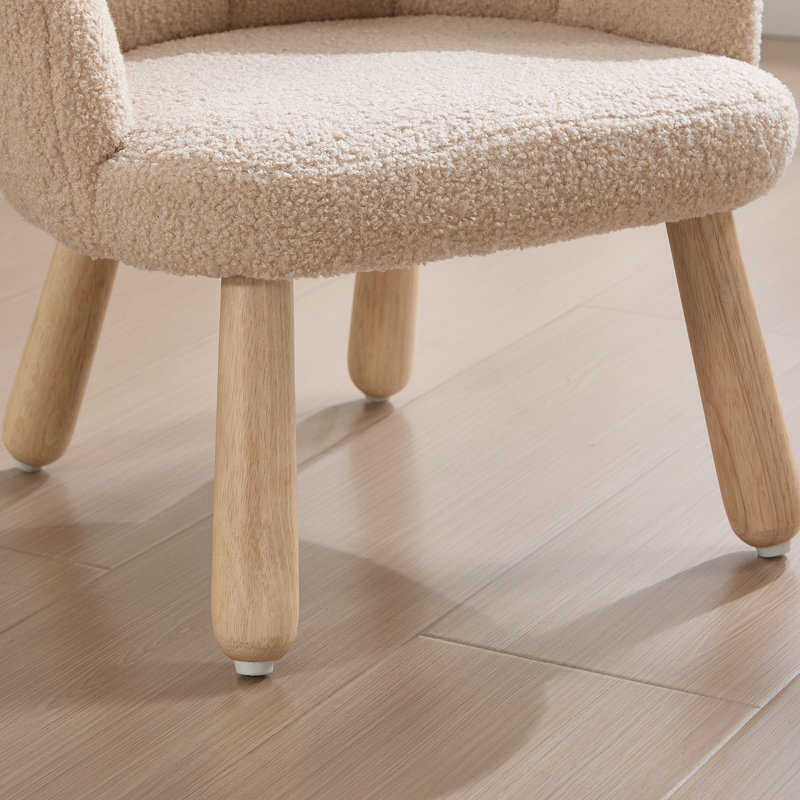 Flower Kids Chair With Solid Wood Legs, Khaki