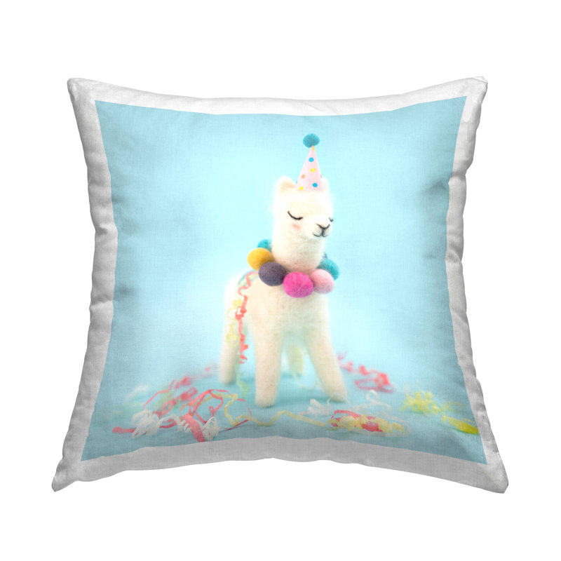 Coussin décoratif à motif de confettis Party Alpaca Fun par Lemon & Sugar