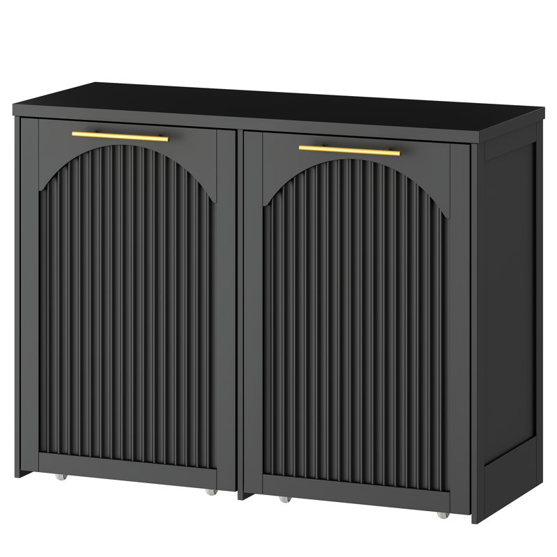 Double 2x13 Gallon Pull-Out Trash Can Cabinet, Black