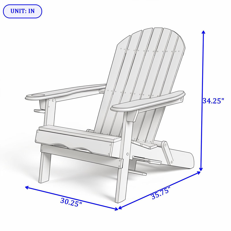Chaise pliante en bois avec porte-gobelets, White