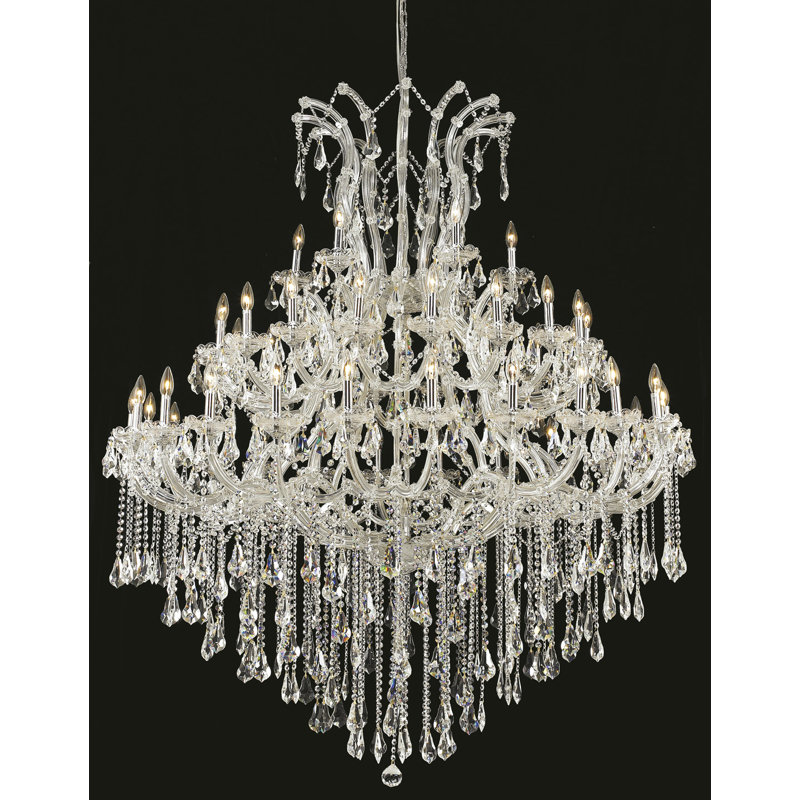 Lustre style bougie à 49 lumières Stockard, Chrome / cristal (transparent) / coupe royale