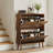 Medieval Modern Independent Shoe Cabinet, 31.5-Inch Walnut Shoe Storage Cabinet,, Fence Shoe Cabinet With 2 Flip Drawers, Suitable For Corridors And Entrances-5940307