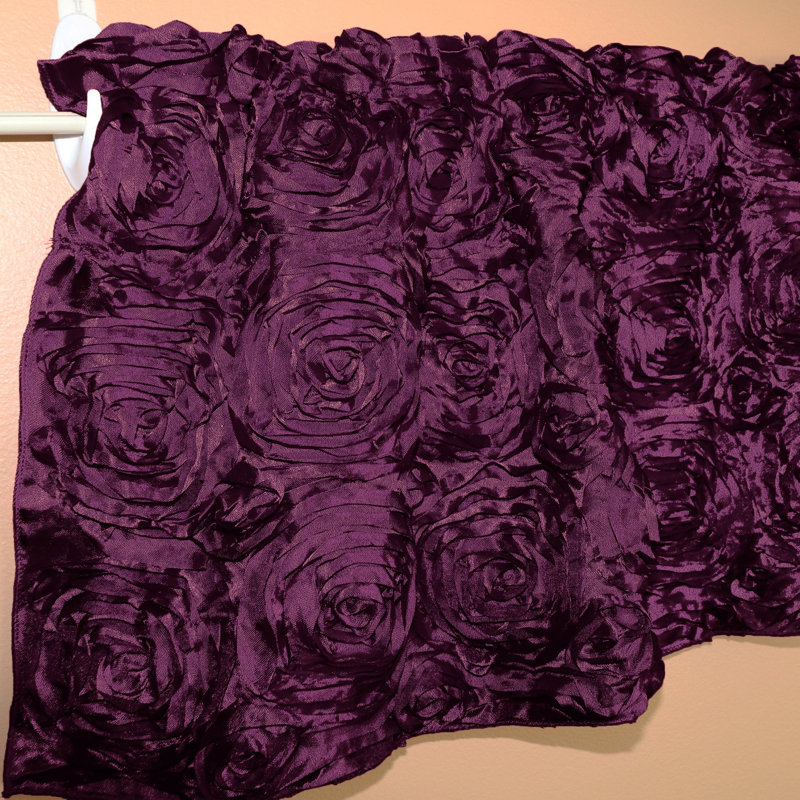 Cantonnière florale sur mesure l 54 po, Prune, L 54 po x L 16 po