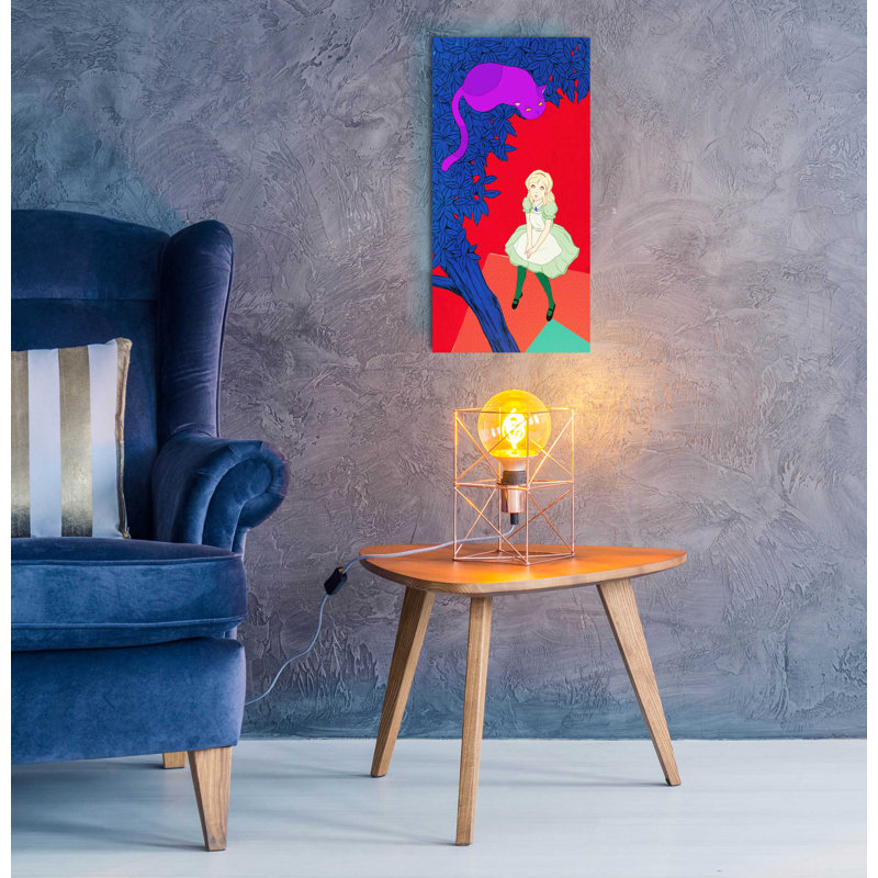 «Alice and Cheshire Cat» par Sai Tamiya, art mural en verre acrylique
