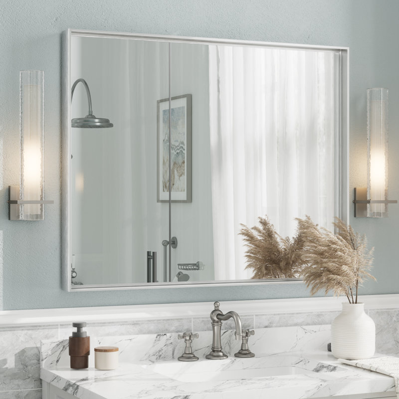 Miroir mural Aevar, 40 po x 32 po, Argent brossé