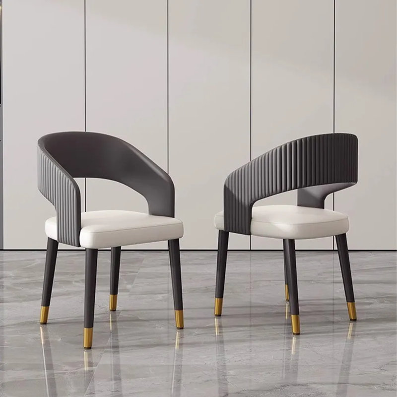 Modern Upholstered Dining Chairs (Set Of 2), Dark Gray PU Leather Dining Chairs, Metal Dining Chairs Legs, Fully Assembled