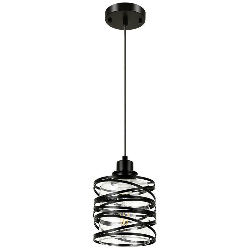 Yadah 1 - Light Cylinder Pendant, Clear, Black