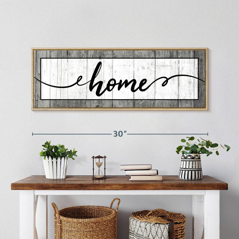 Plaque murale typographique en bois, Cadre flottant en bois naturel, 31 po x 11 po