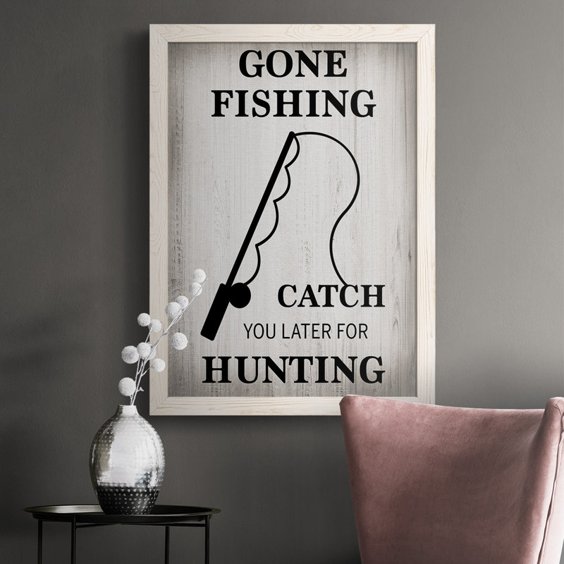 " Gone Fishing ", White, 43.5" H x 31.5" W x 1" D