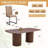 79" Walnut Dining Table Set For 10,Large Dining Room Table Set For 10 With Fluted Double Pedestal Base & Cushioned Chairs-619177078-619421187