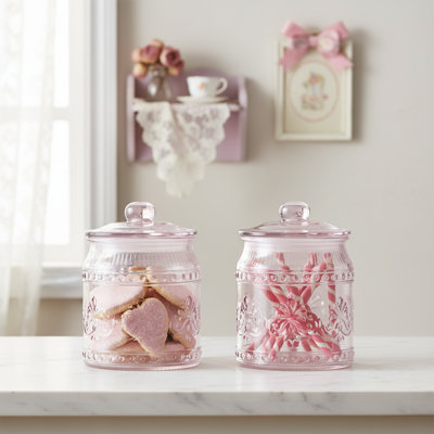 10 Strawberry Street Wentworth Glass Canister, Pink