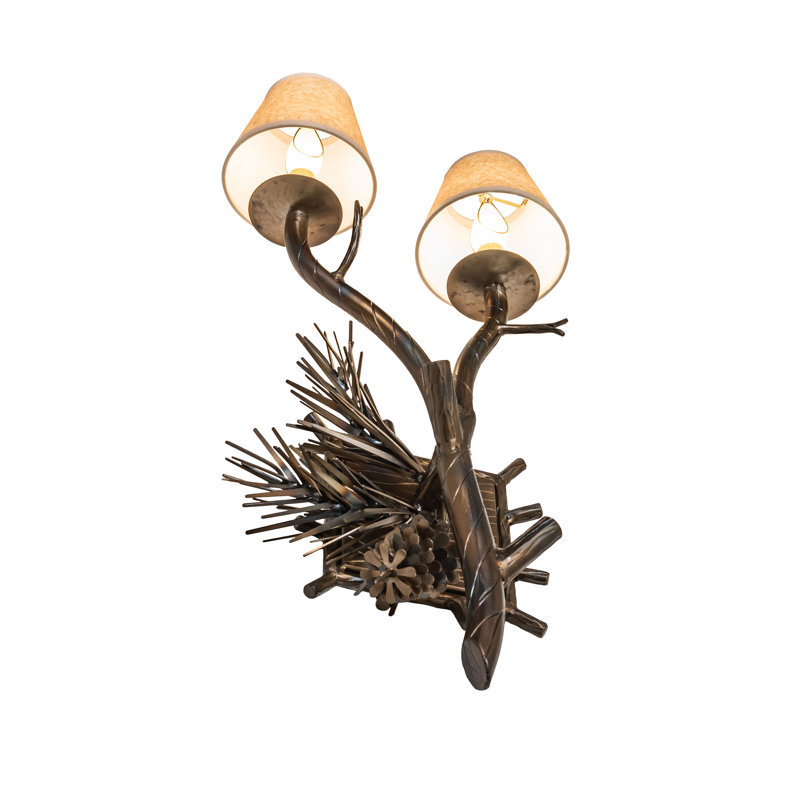 12" Wide Pinewood 2 Light Left Wall Sconce