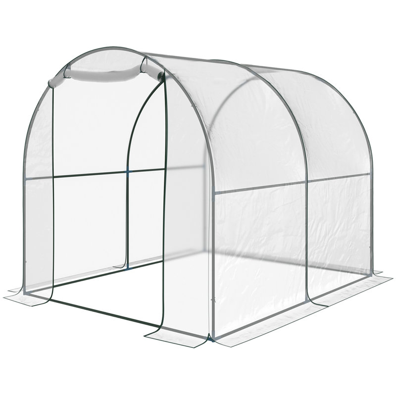 Walk-in Polytunnel Greenhouse with Roll-up Door Transparent Tunnel Greenhouse 2.5 x 2m