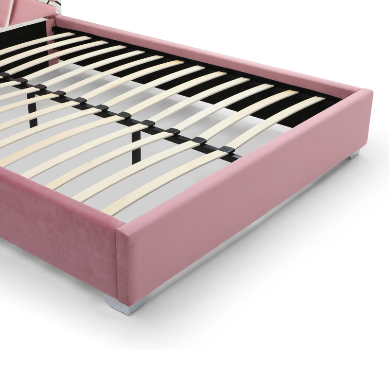 Lit plateforme tapissier Scherer, Grand, Rose