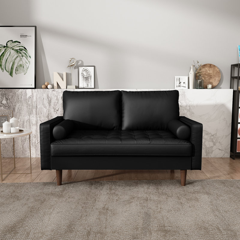 Amella 69.68'' Faux Leather Loveseat, Brown