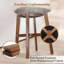 Tabourets de bar pivotants modernes de 26 po avec pieds et dossiers en bois, chaises de bar rembourrées avec repose-pieds rond pour îlot de cuisine Boucle, beige-132138090-138402463