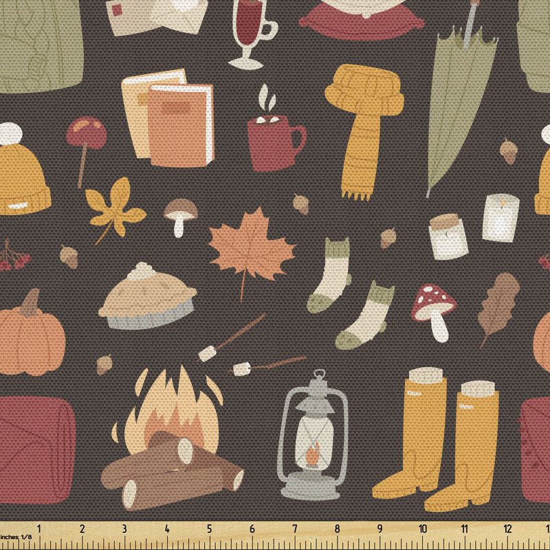 Enedina Marshmallow Hot Chocolate Campfire Pumpkin Fall Fabric
