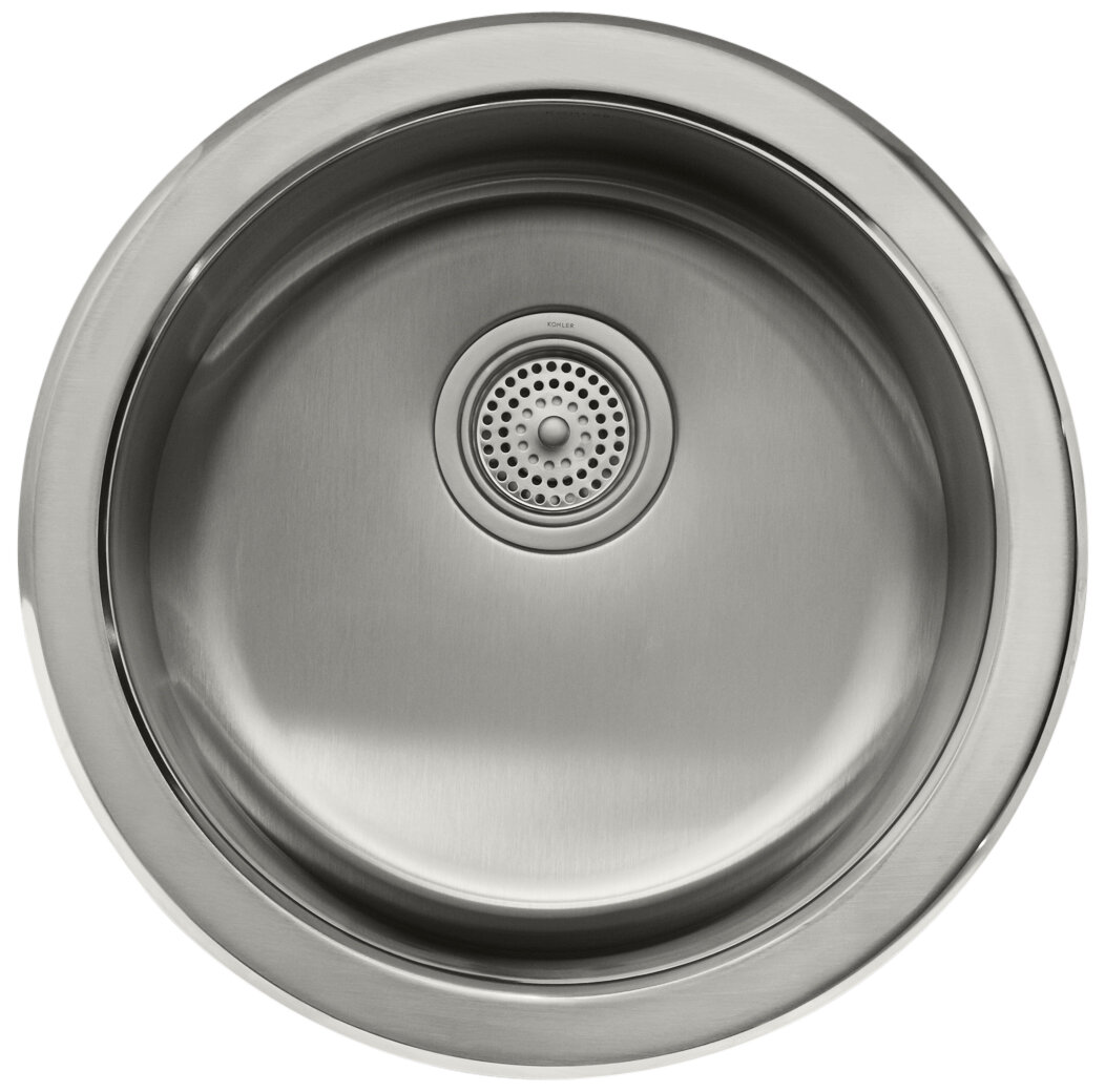 Kohler UndertoneLyric 18-3 8" Diameter x 7-5 8" Top-Mount Under-Mount  Single Circular Bowl Kitchen Sink Wayfair