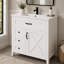 Meuble-lavabo de style campagnard de 76 cm (30 po) avec lavabo en céramique, rangement inclinable, 3 tiroirs et armoire centrale, tablette réglable, porte-serviettes réversible, en pin massif.