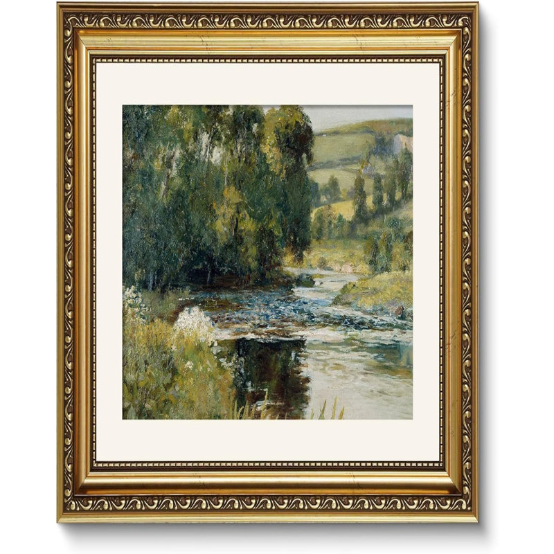 «Streamside Landscape», art mural encadré doré