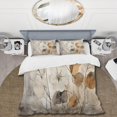 Ensemble de housse de couette Beige Botanical Impressions III - Abstract Botanicals - Polyester microfibre