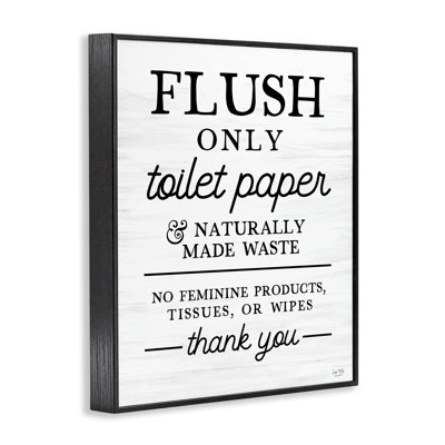 Flush Only Toilet Paper Rules Framed Giclee, design by Lux + Me Designs