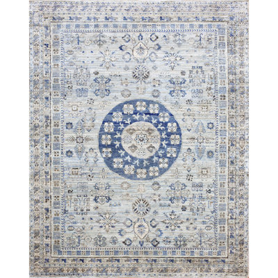 Oriental Area Rug in Light Blue/Blue/Gray