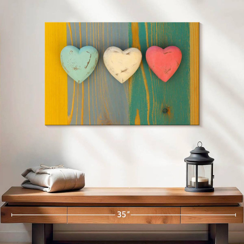 Hardie Three Wooden Hearts, 32" H x 48" W