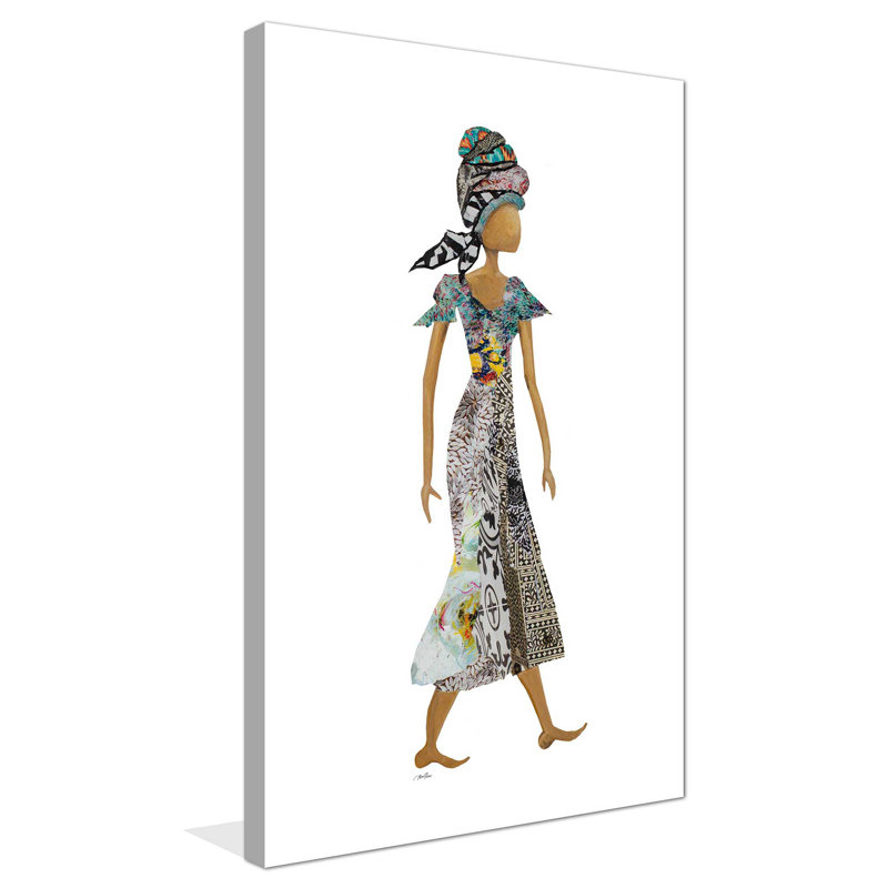 «Xhose Headwrap Woman», reproduction de peinture acrylique, H 60 po x l 36 po x P 1,5 po, Toile tendue