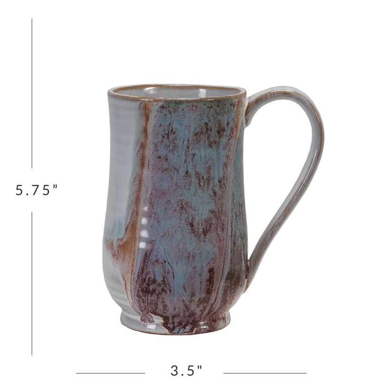 4-Piece Stoneware Mug With Reactive Glaze