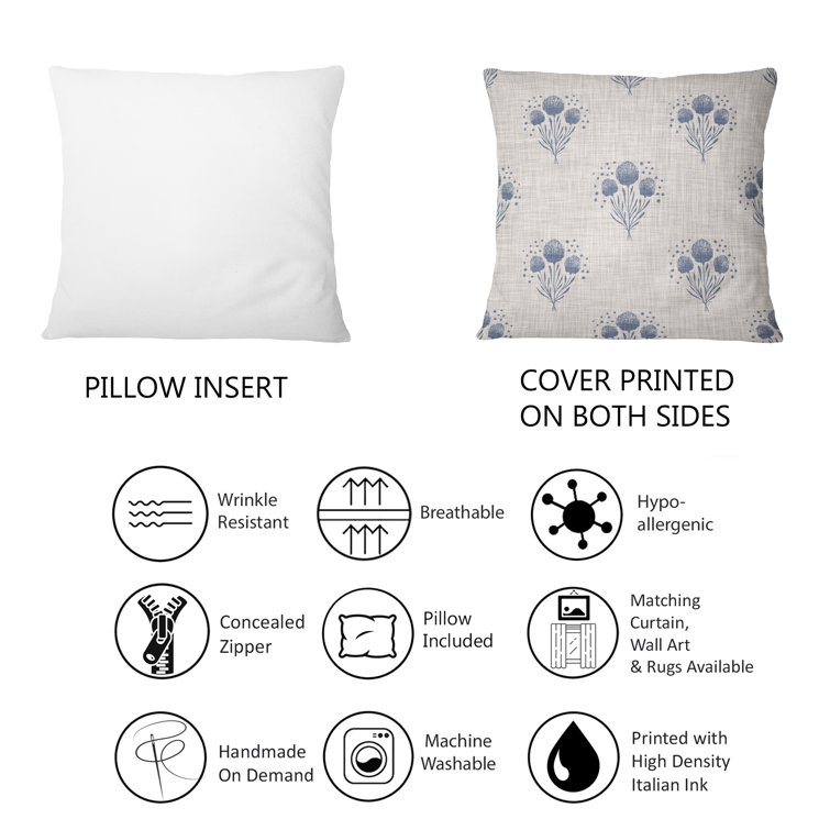 Light Blue Floral Linen Decorative Throw Pillow – The Well Appointed House