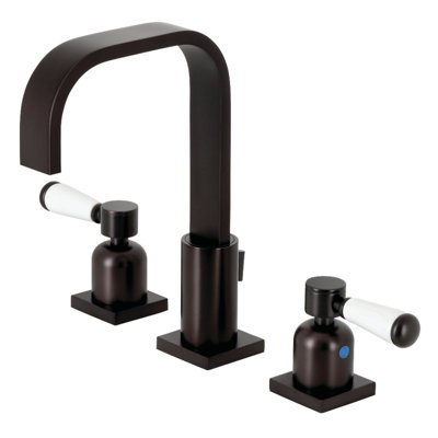 Kingston Brass Paris Two-Handle 3-Hole Deck Mount Widespread Bathroom Faucet with Retail Pop-Up Drain
