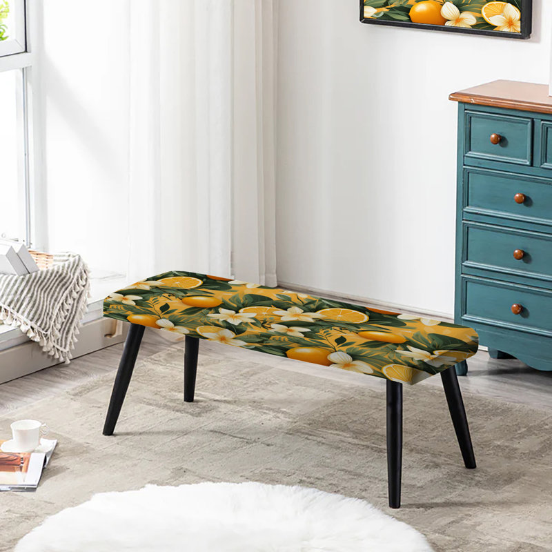 Mango Sunset Tropical Pattern - Tropical Upholstered Black Bench