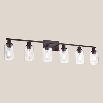 Éclairage pour meuble-lavabo de salle de bain 6 lumières, luminaire de salle de bain moderne pour salle de bain, luminaire mat, appliques murales avec abat-jour en verre transparent, applique murale pour salle de bain sur miroir