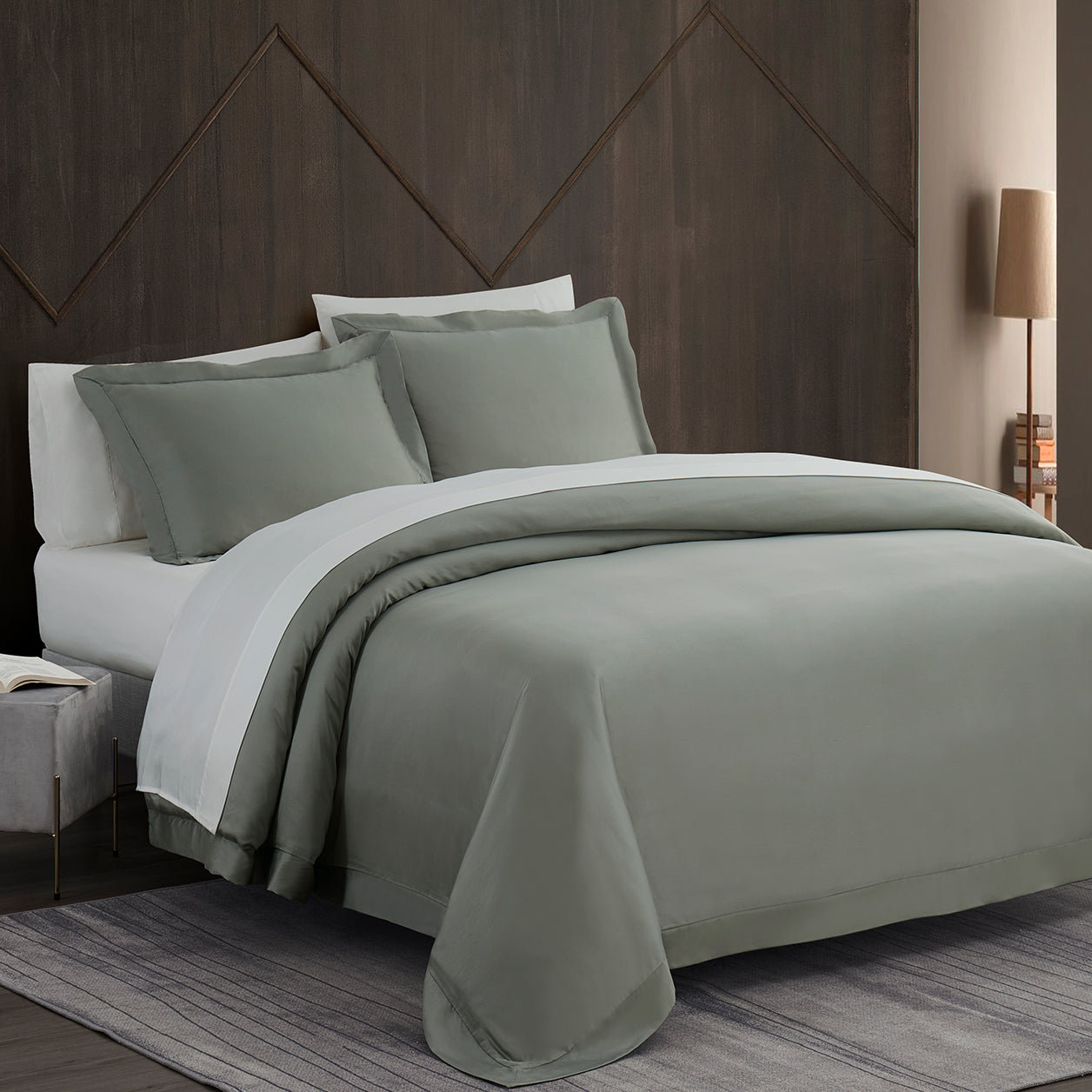 Lyocell Duvet Cover Set, King Duvet Cover + 2 King Shams, Sage