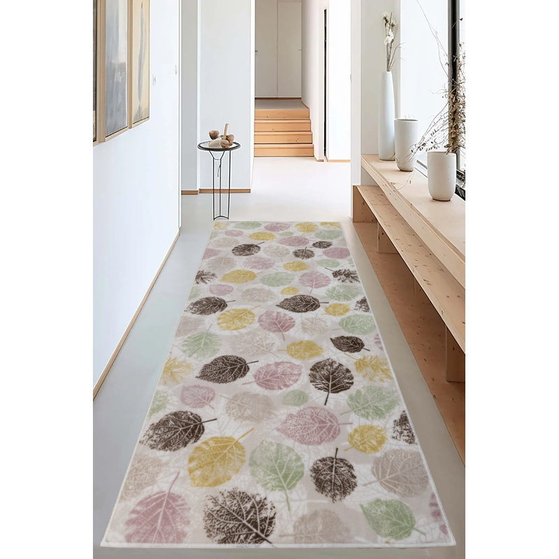 Custom Size Runner Rug Area Rug Cava Multicolor Leaves Design, Runner 2'7" x 14'