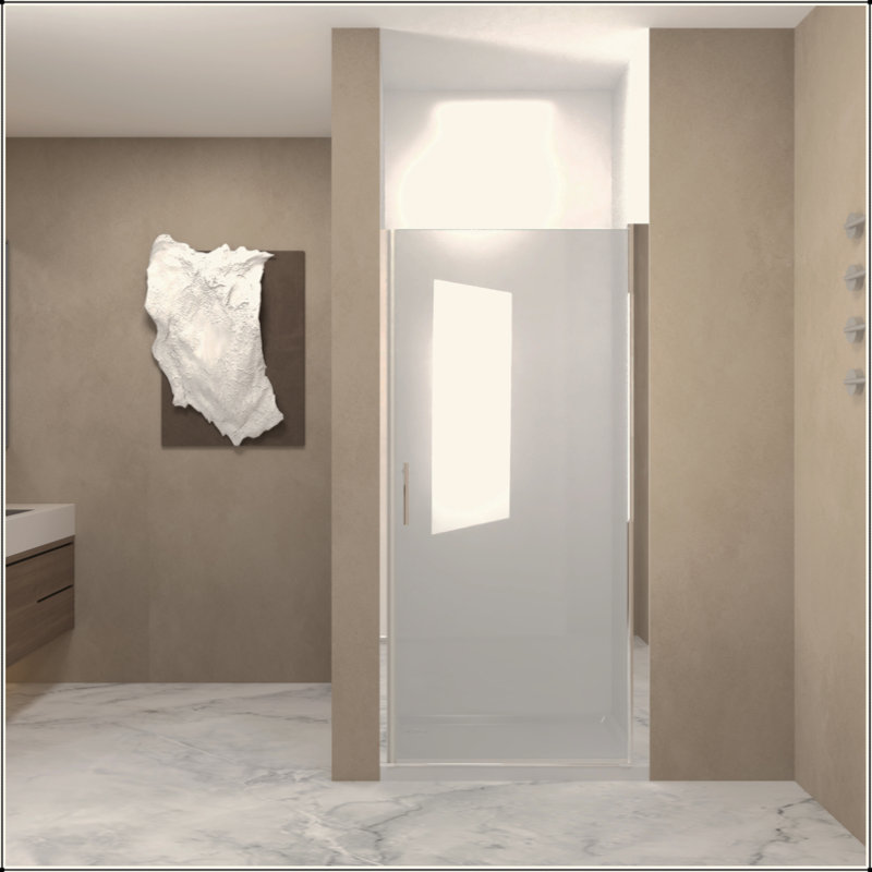 Porte de douche pivotante, cadre en aluminium, demi-cadre, film en verre trempé antidéflagrant de 1/4 po (6 mm)